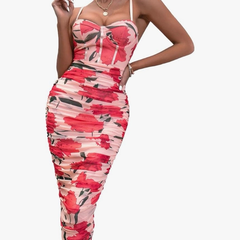 Floral Print Strapless Dress